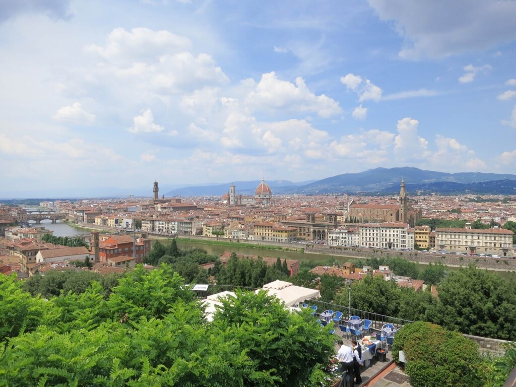 A picture of the view at Piazzale Michelangelo in Florence, Italy. 